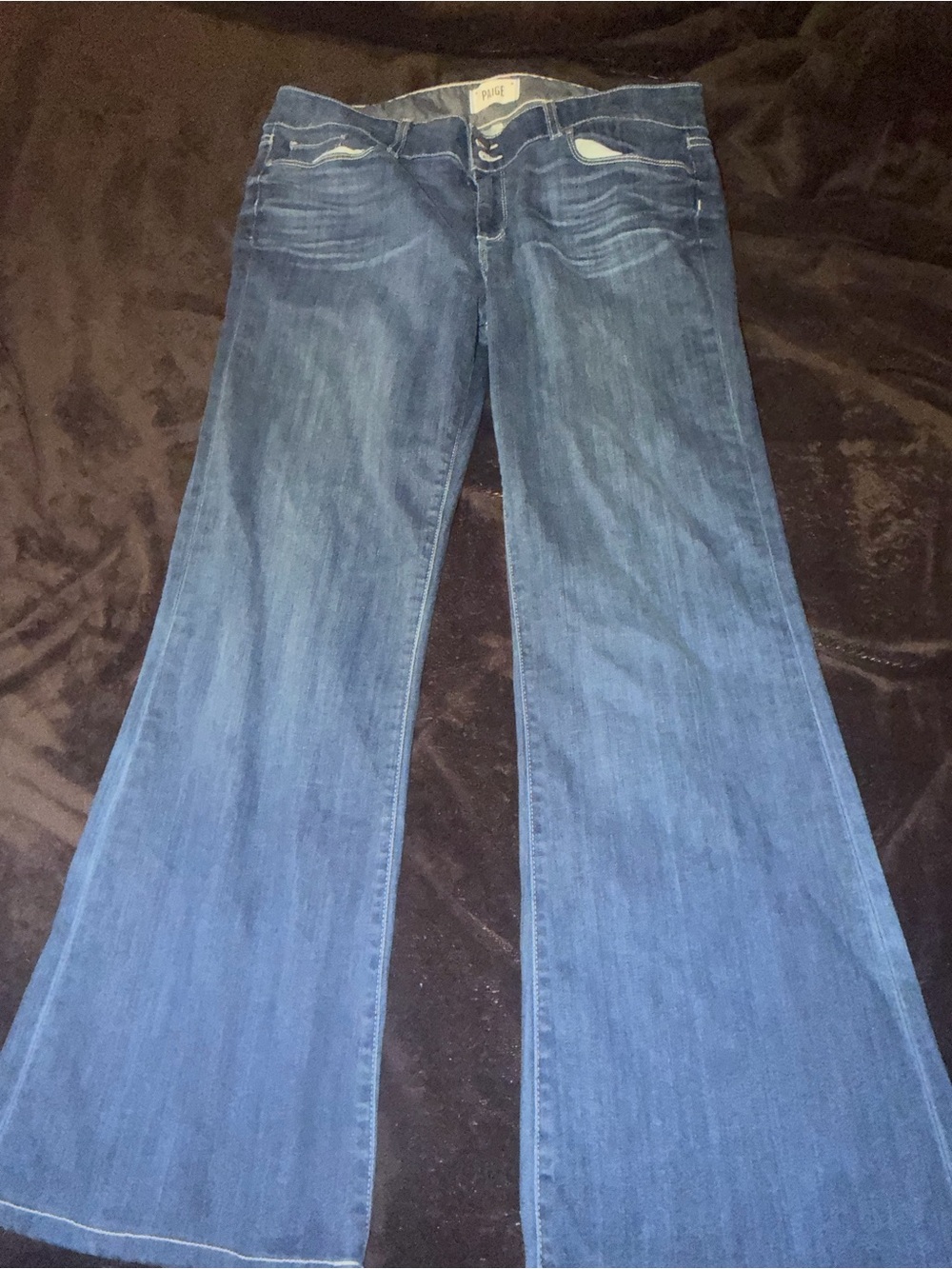 PAIGE Blue Flared Wide-Leg Jeans